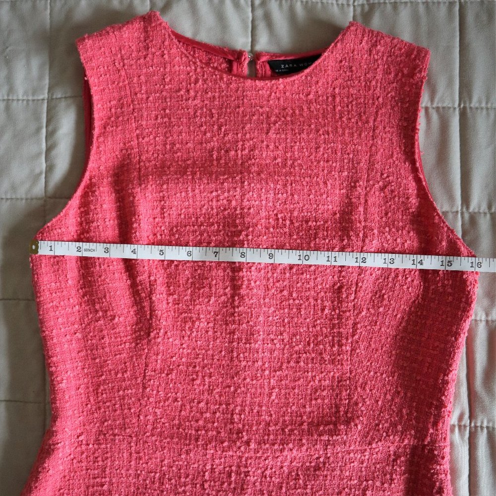 Coral Zara Textured Sleeveless Fit and Flare Dress - Picture 3 of 9